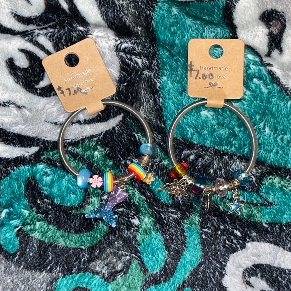 Handmade Beaded Hoop Bracelets Set Made